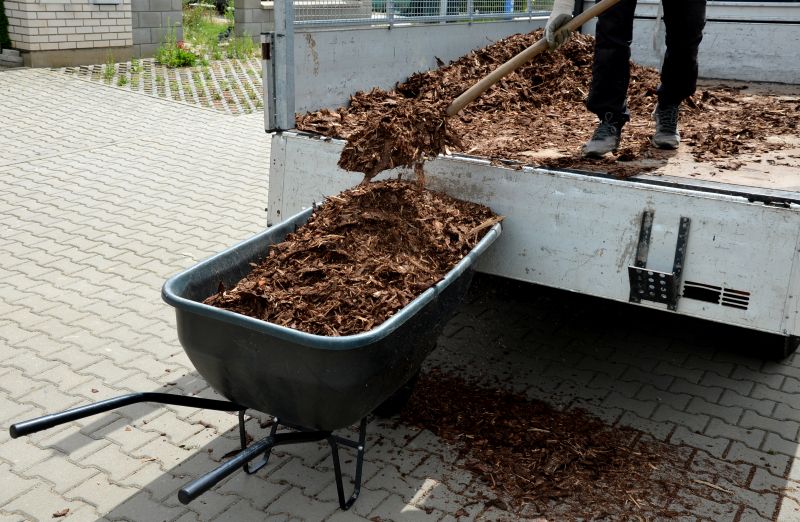 Red Mulch Delivery Truck
